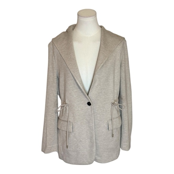 THEORY Drawstring Jersey Hooded Jacket Top Hoodie Oatmeal Sz P 0 00 2 4 6 Casual - Picture 5 of 14